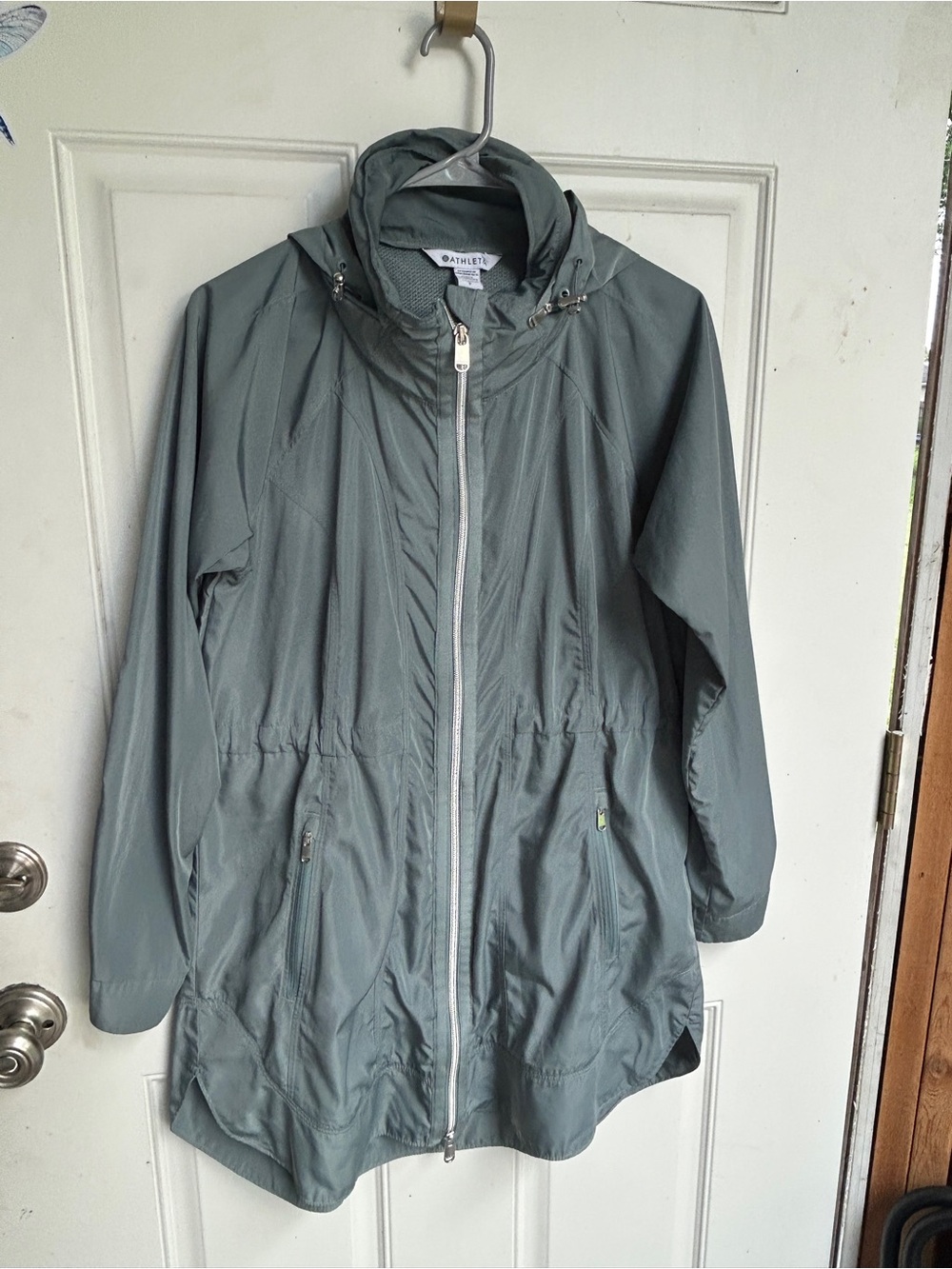Athleta Slate Green Lightweight Hooded Utility Jacket